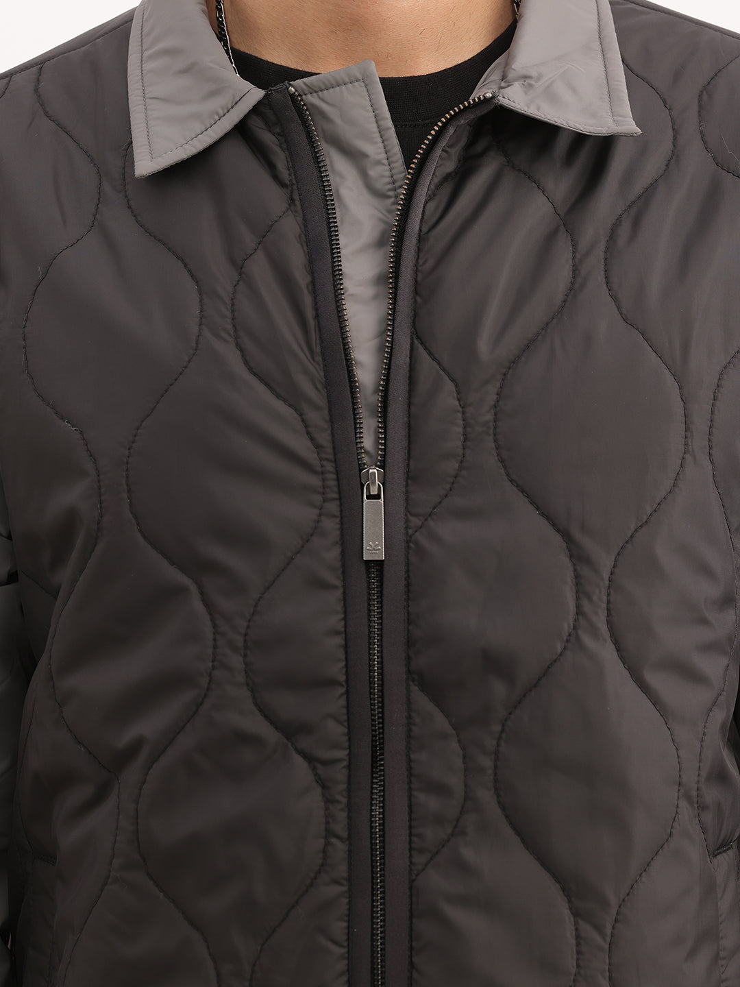 Comfort Fit Monochrome Puffer Jacket | Grey