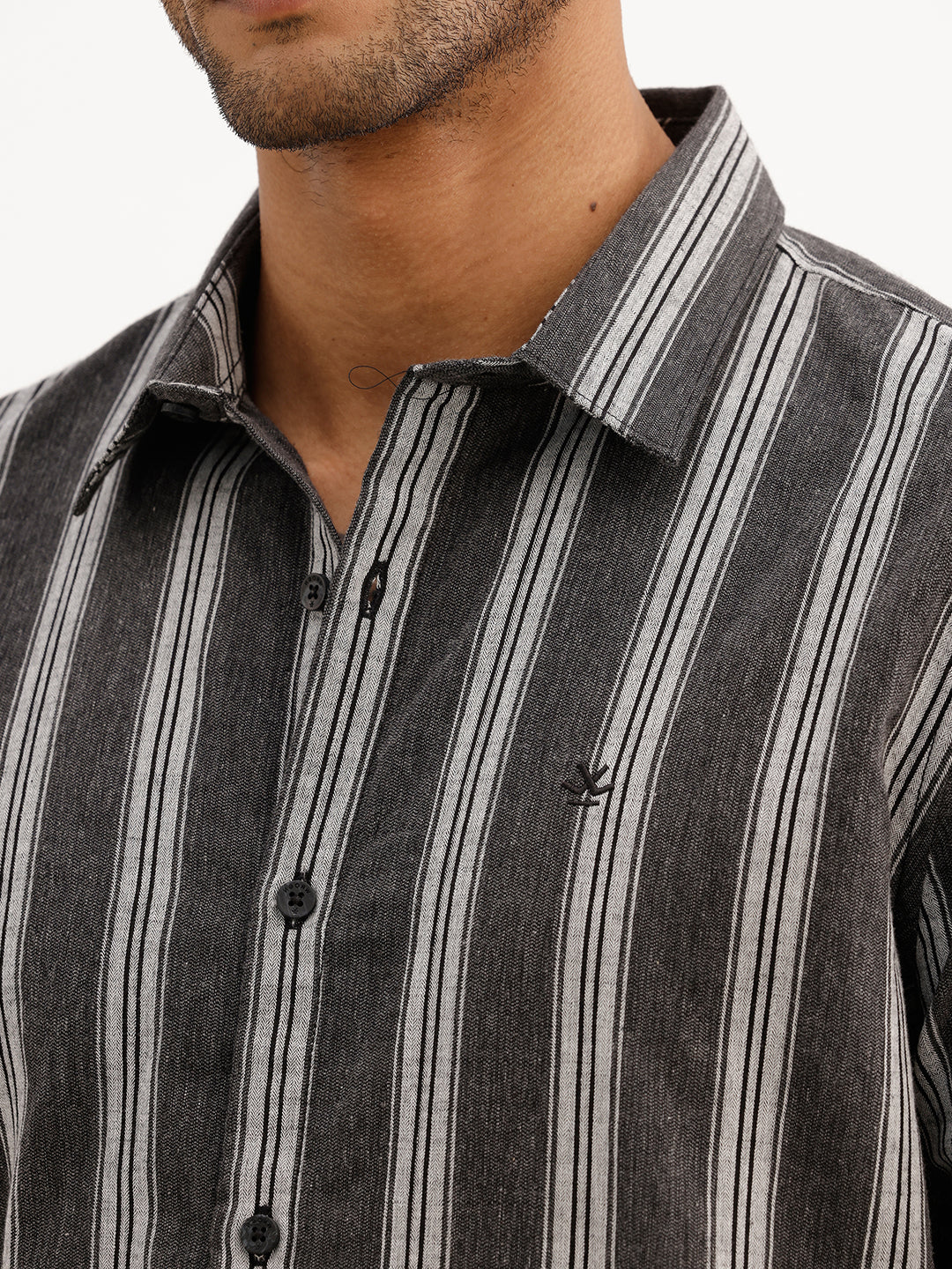 Classic Slim Fit Striped Shirt | Black | WSH02FSSL0033S