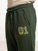 Solid Regular Fit Printed Jogger | Olive