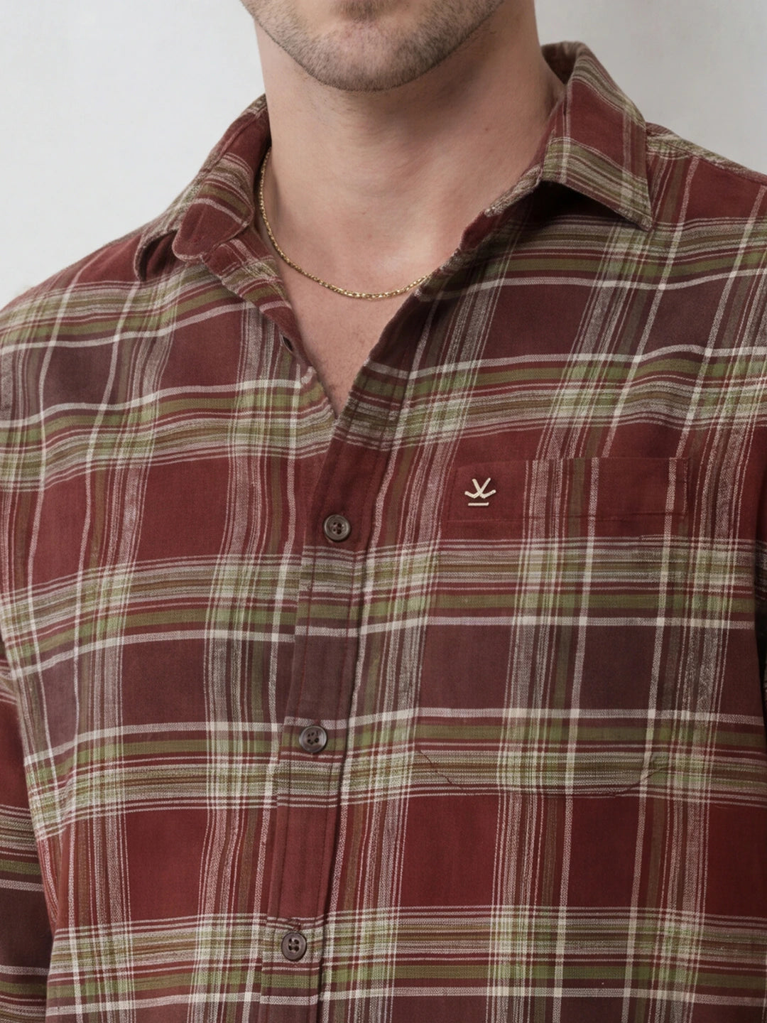Comfort Fit Checkered Shirt | Brown