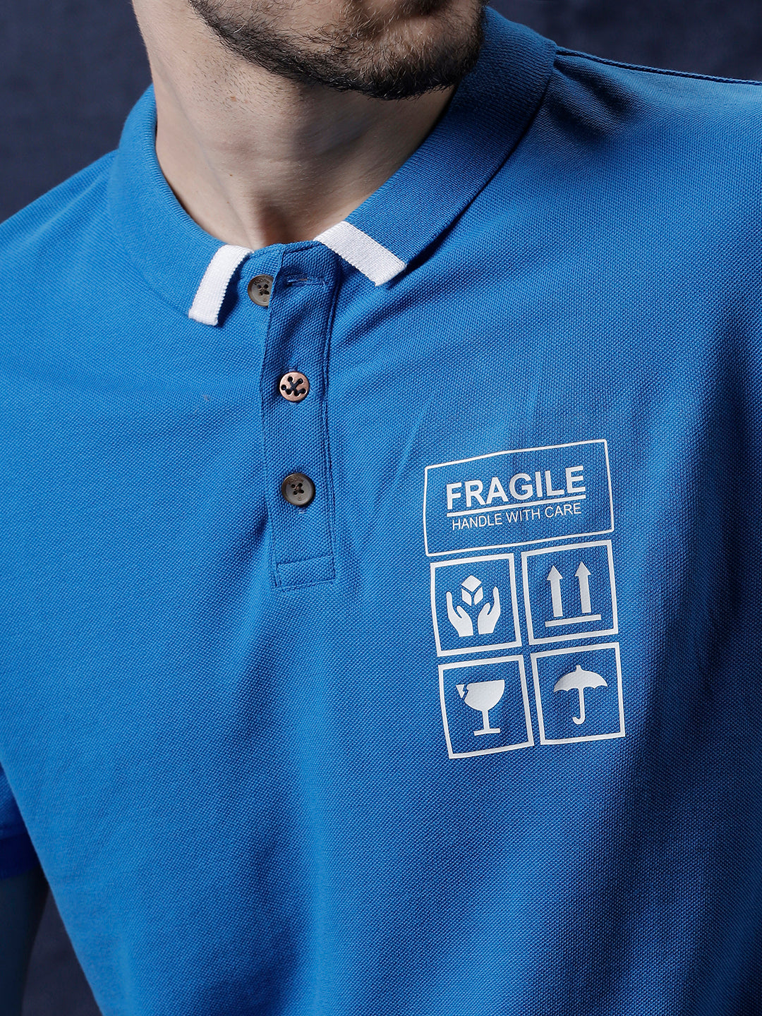 Fragile Print Polo T-Shirt