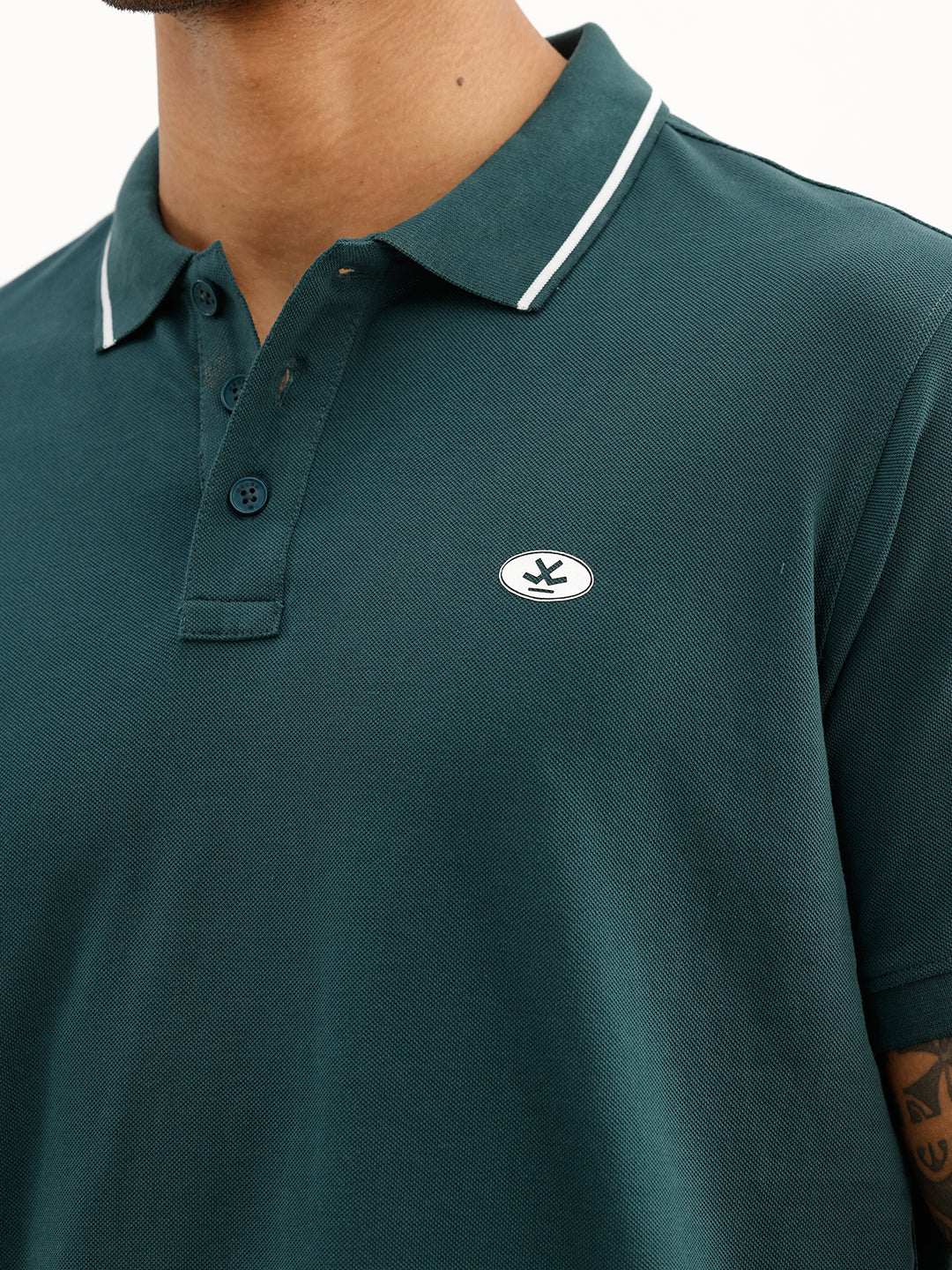 Regular Fit Tipping Collar Polo T-Shirt | Teal