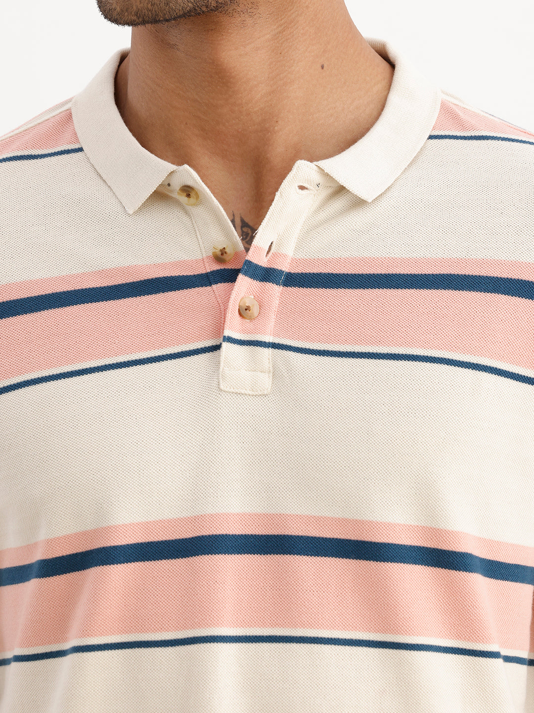 Slim Fit Striped Polo T-Shirt | Off White