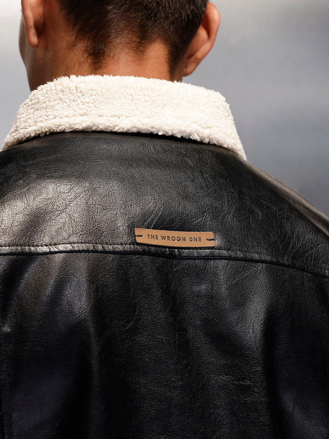 Men's casual jacket with contrast fur collar | Black