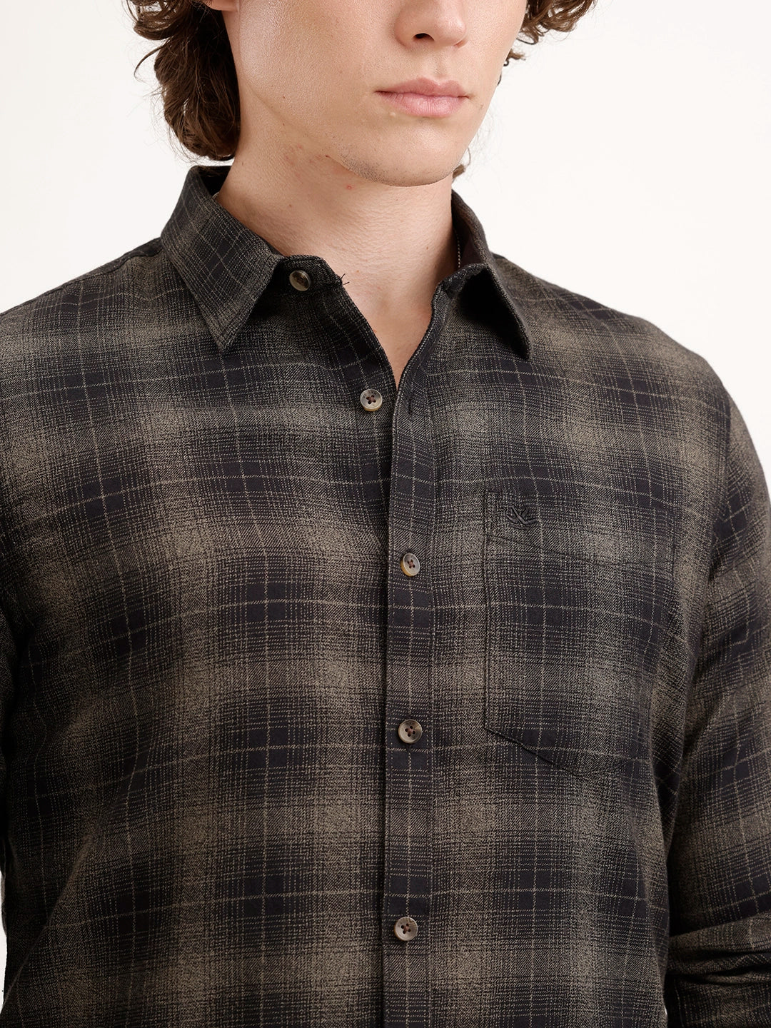 Slim Fit Checkered Shirt | Black