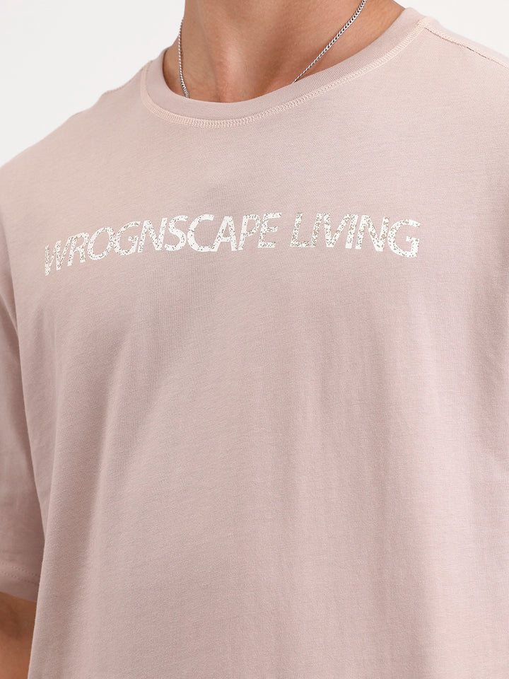 Oversized Placement Printed T-Shirt | Brown