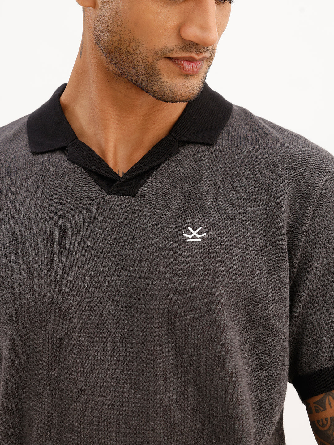 Regular Fit Flat Knit Polo T-Shirt | Blue