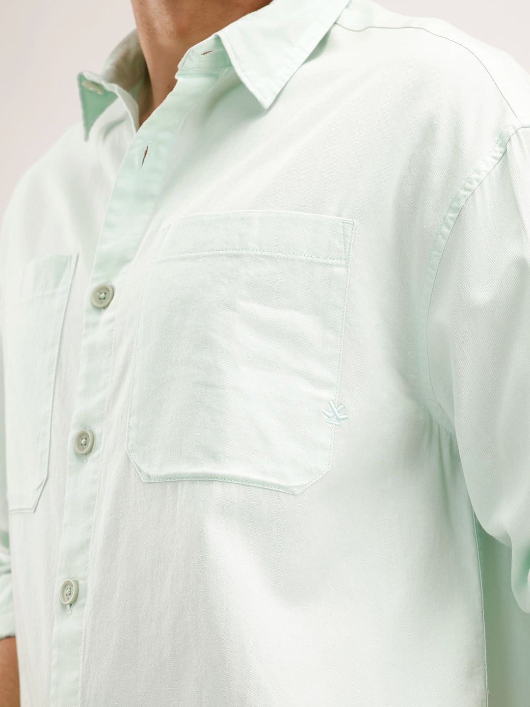 Oversized Fit Double Pocket Shirt | Light Green