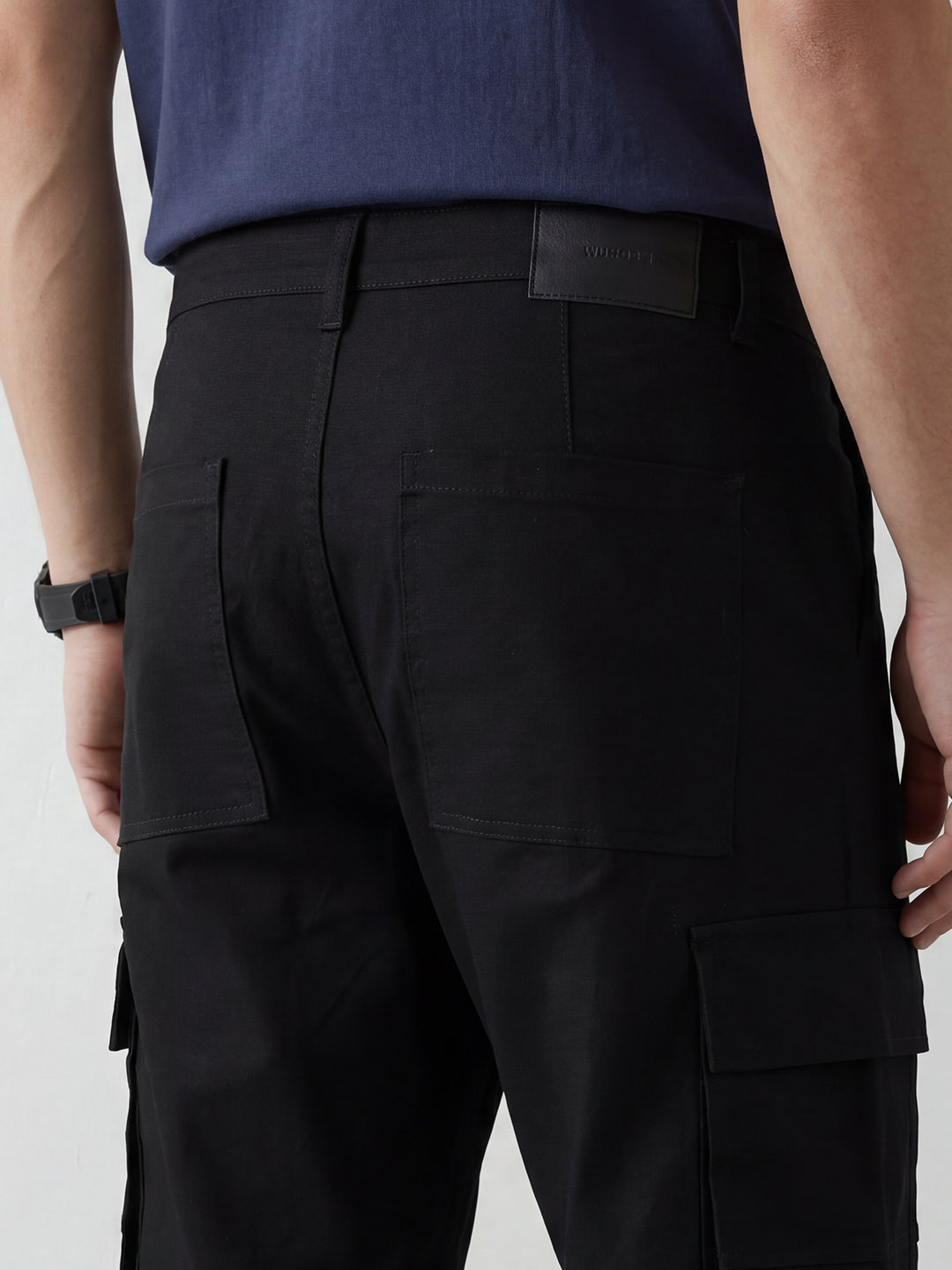Men's casual cargo loose fit trousers | Black