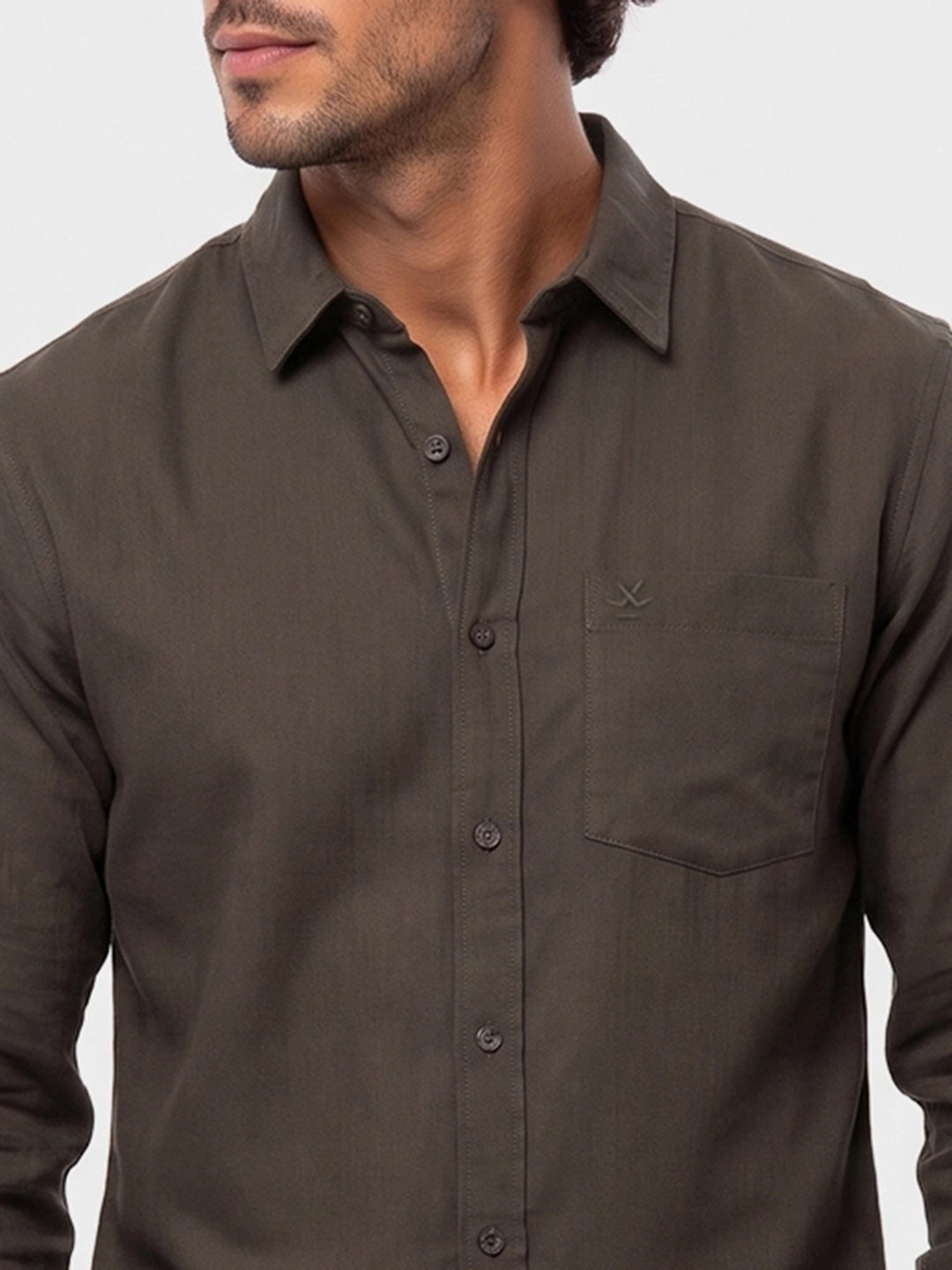 Textured Comfort Print Full Sleeve Shirt | Olive | WUSH2850F