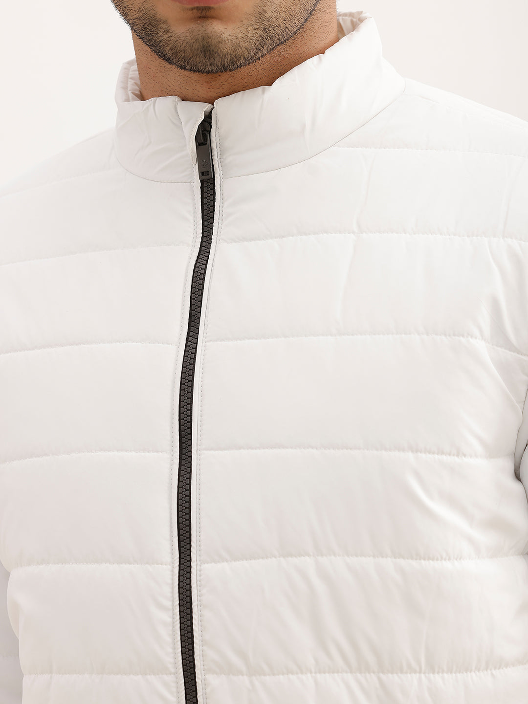 Solid Regular Fit Puffer Jacket | White