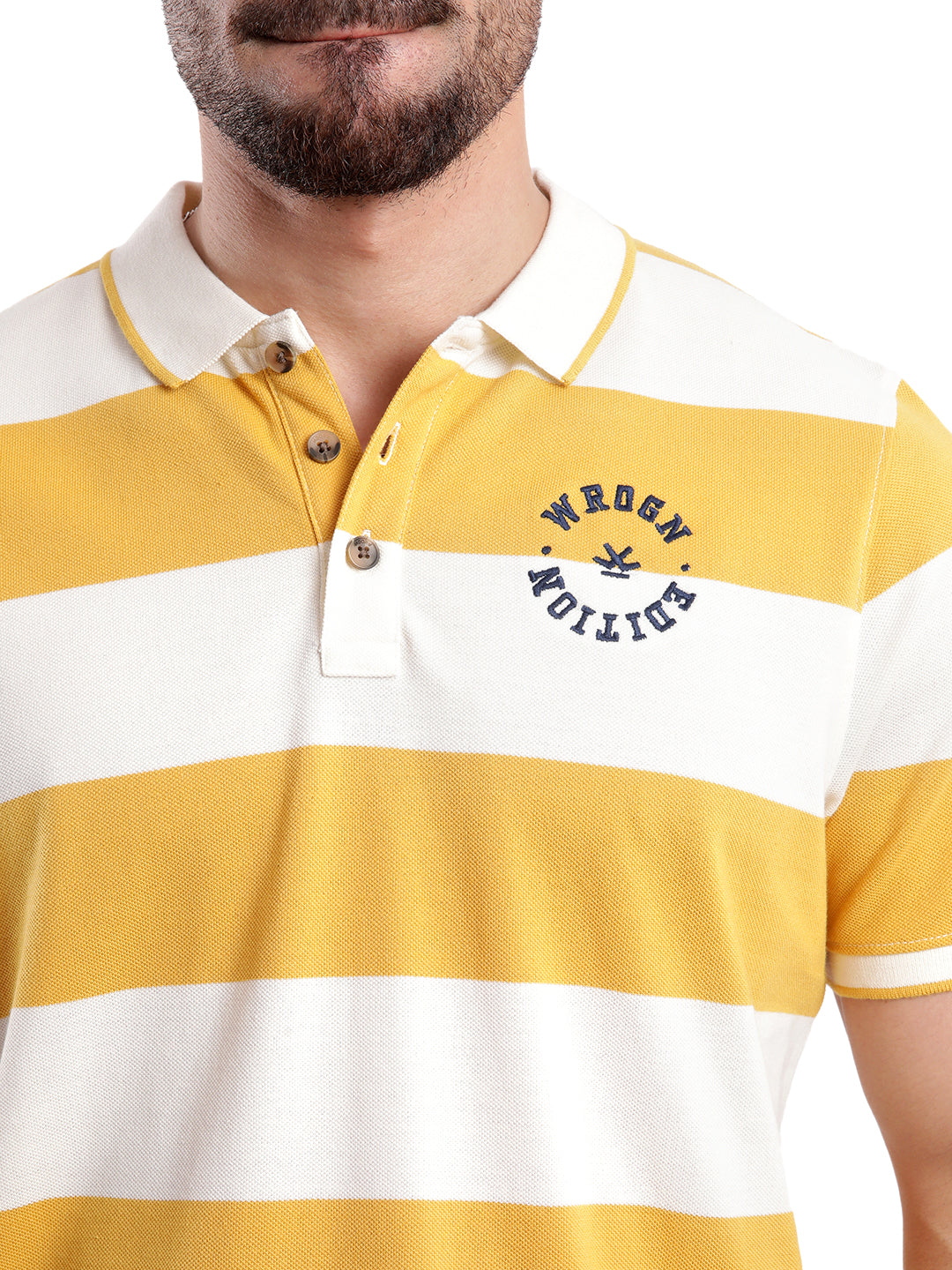 Premium Yellow Striped Polo T-Shirt