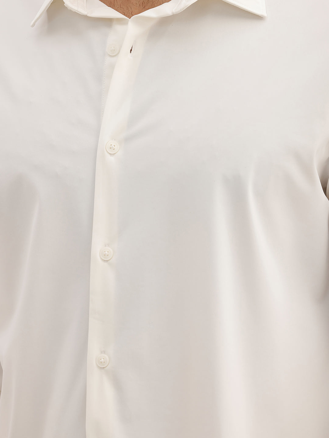 Solid Slim Fit Performance Stretch Shirt | White