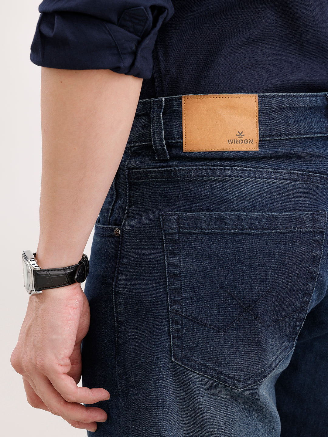 Faded Straight Fit Denim Jeans | Blue