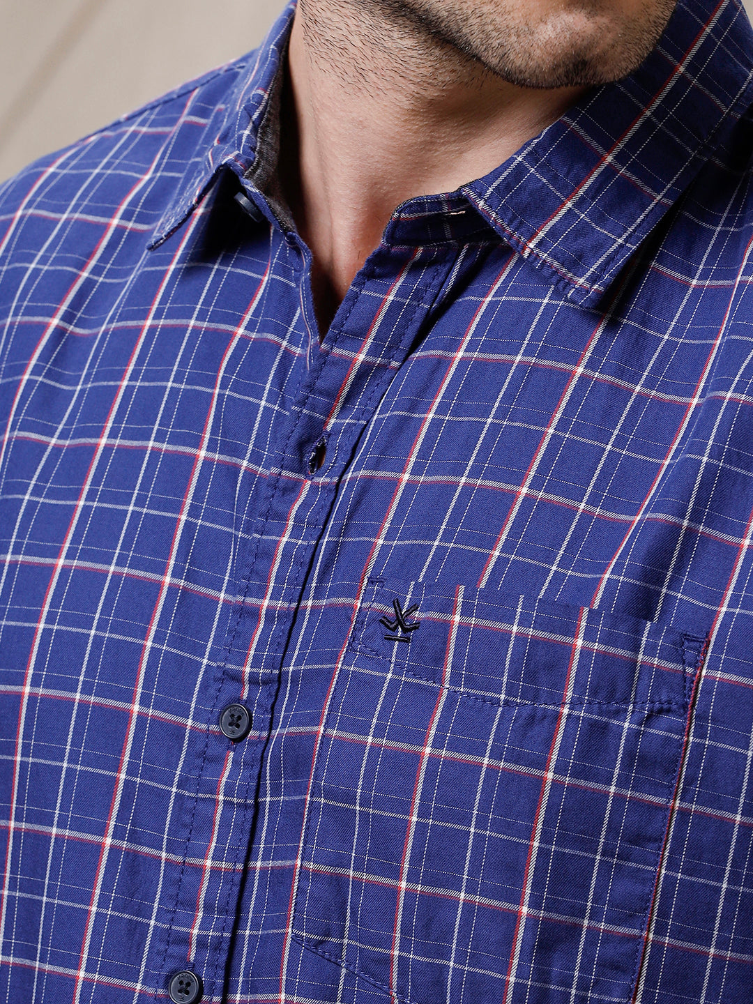 Checked Long Sleeve Blue Shirt