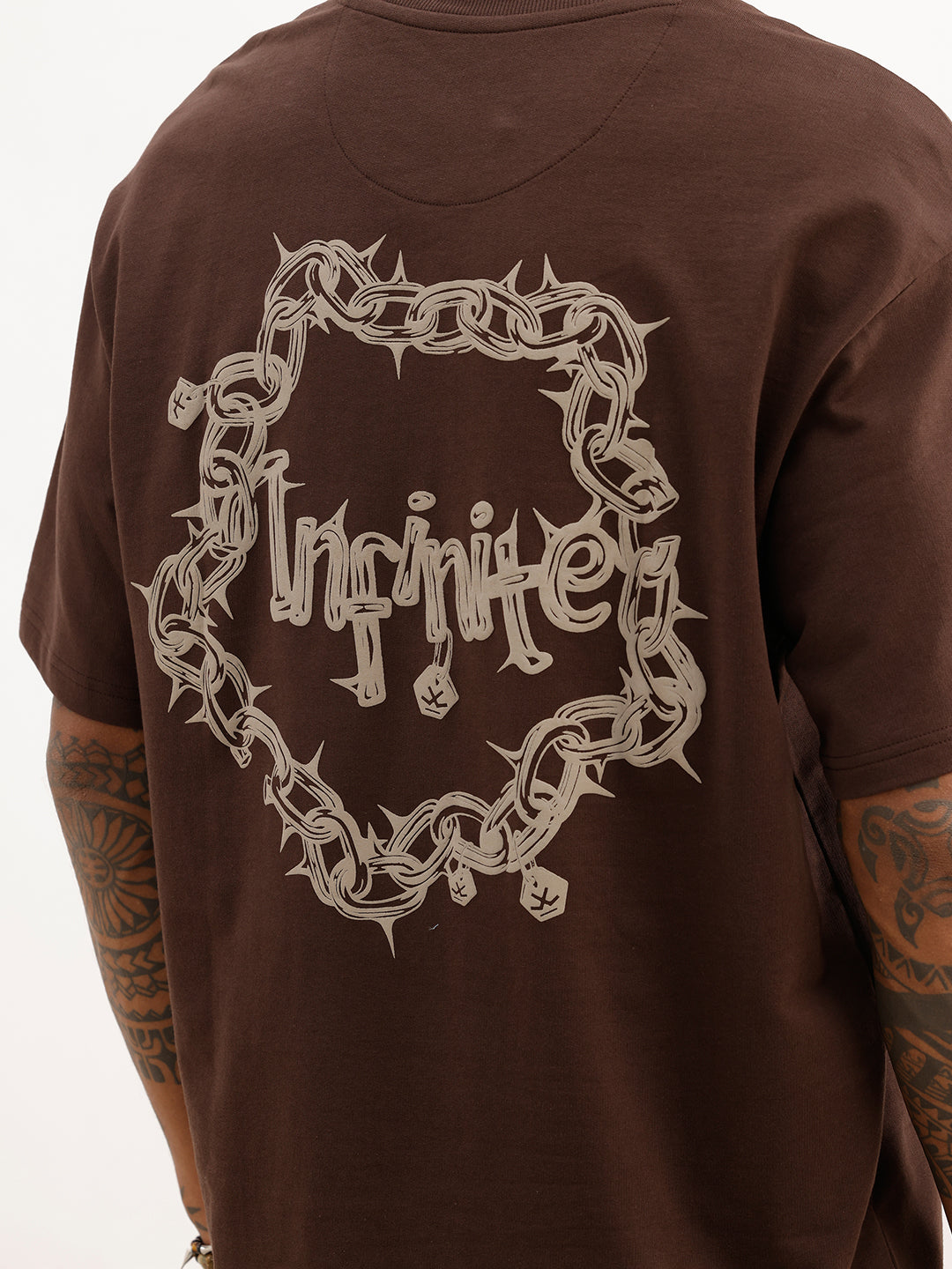Classic Oversized Back Puffer Printed T-Shirt | Brown