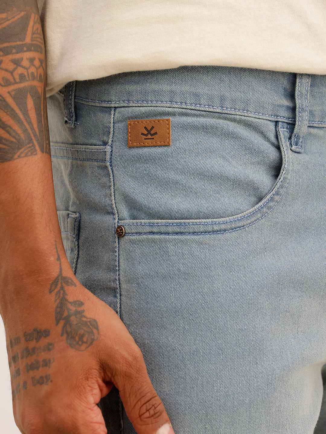 Solid Straight Fit Denim Jeans | Light Blue