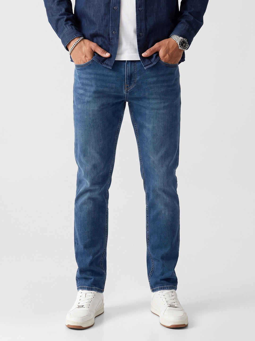 Classic Faded Denim Jeans | Blue