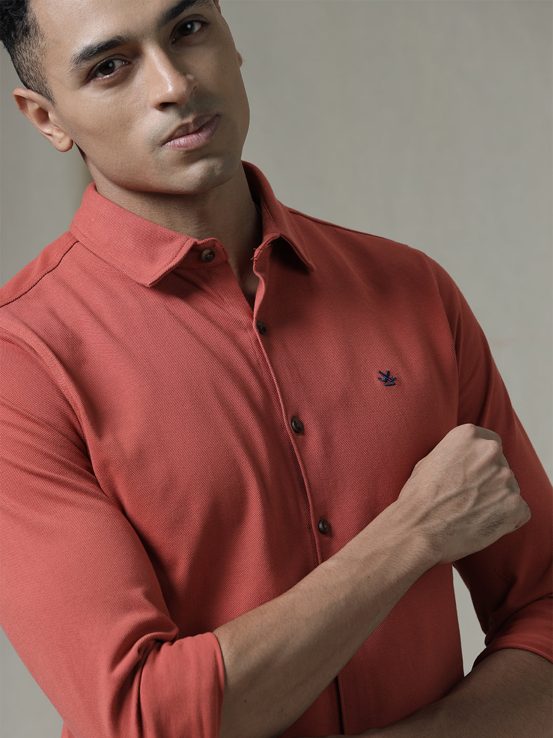 Solid Woven Rust Shirt