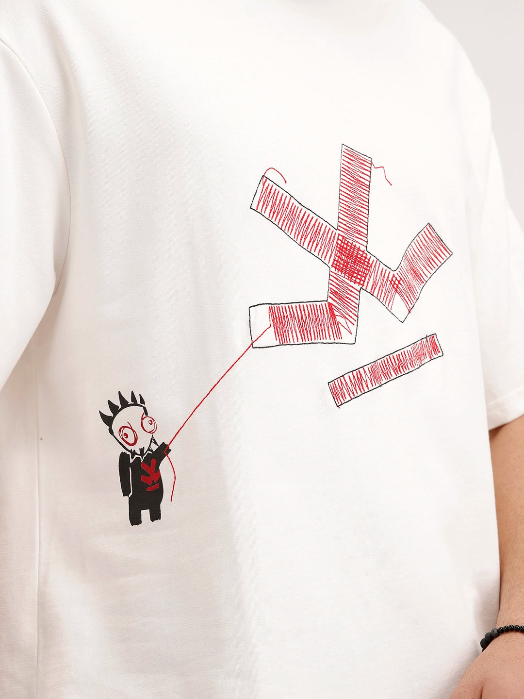 Oversized Fit Embroidered T-Shirt | Off White