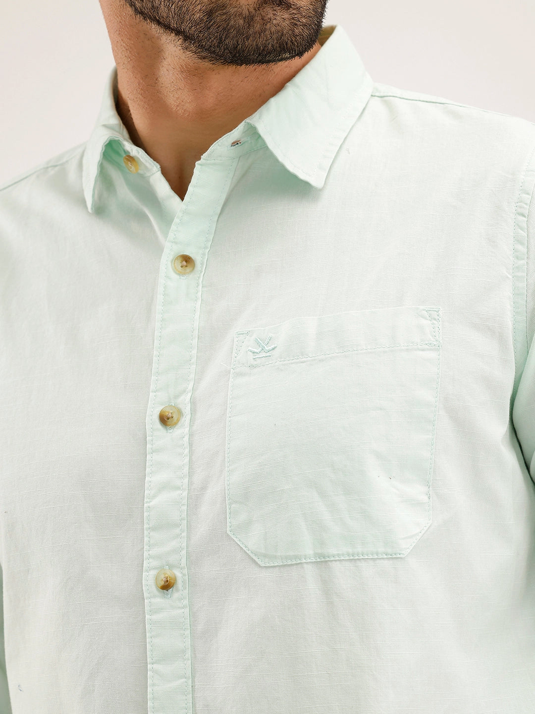 Slim Fit Solid Shirt | Light Green
