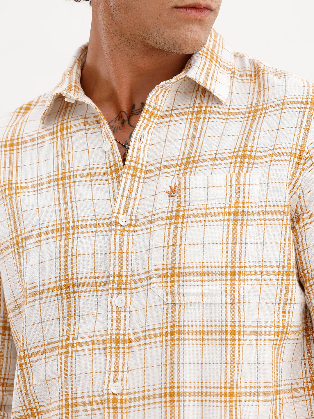 Regular Fit Checkered Shirt | White