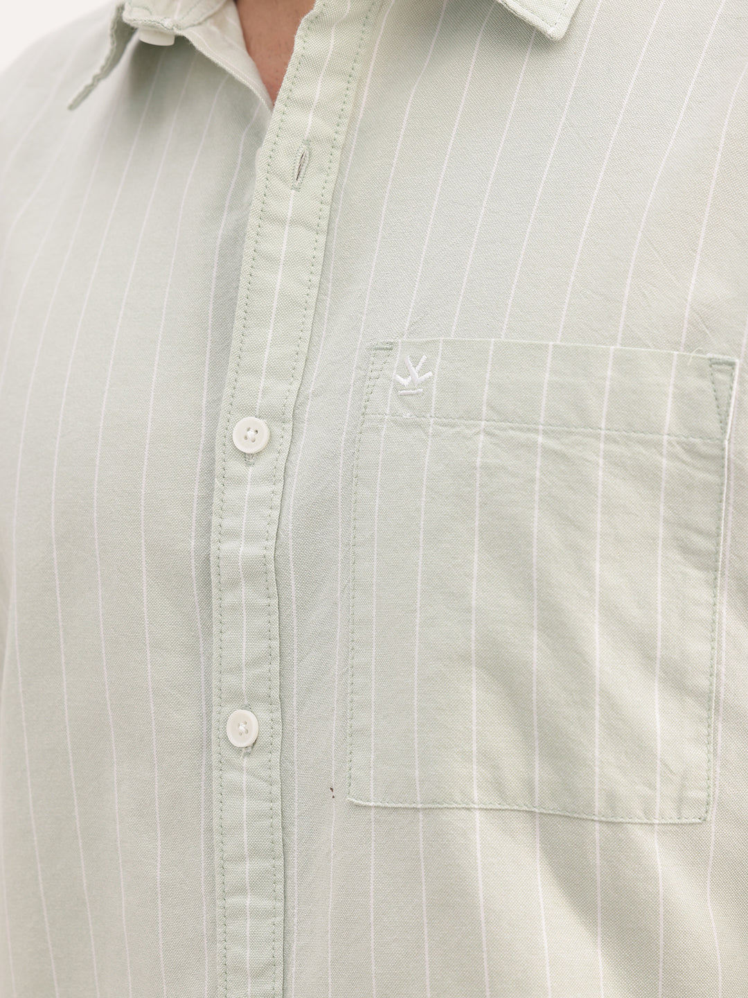 Slim Fit Striped Full Sleeve Shirt | Light Green