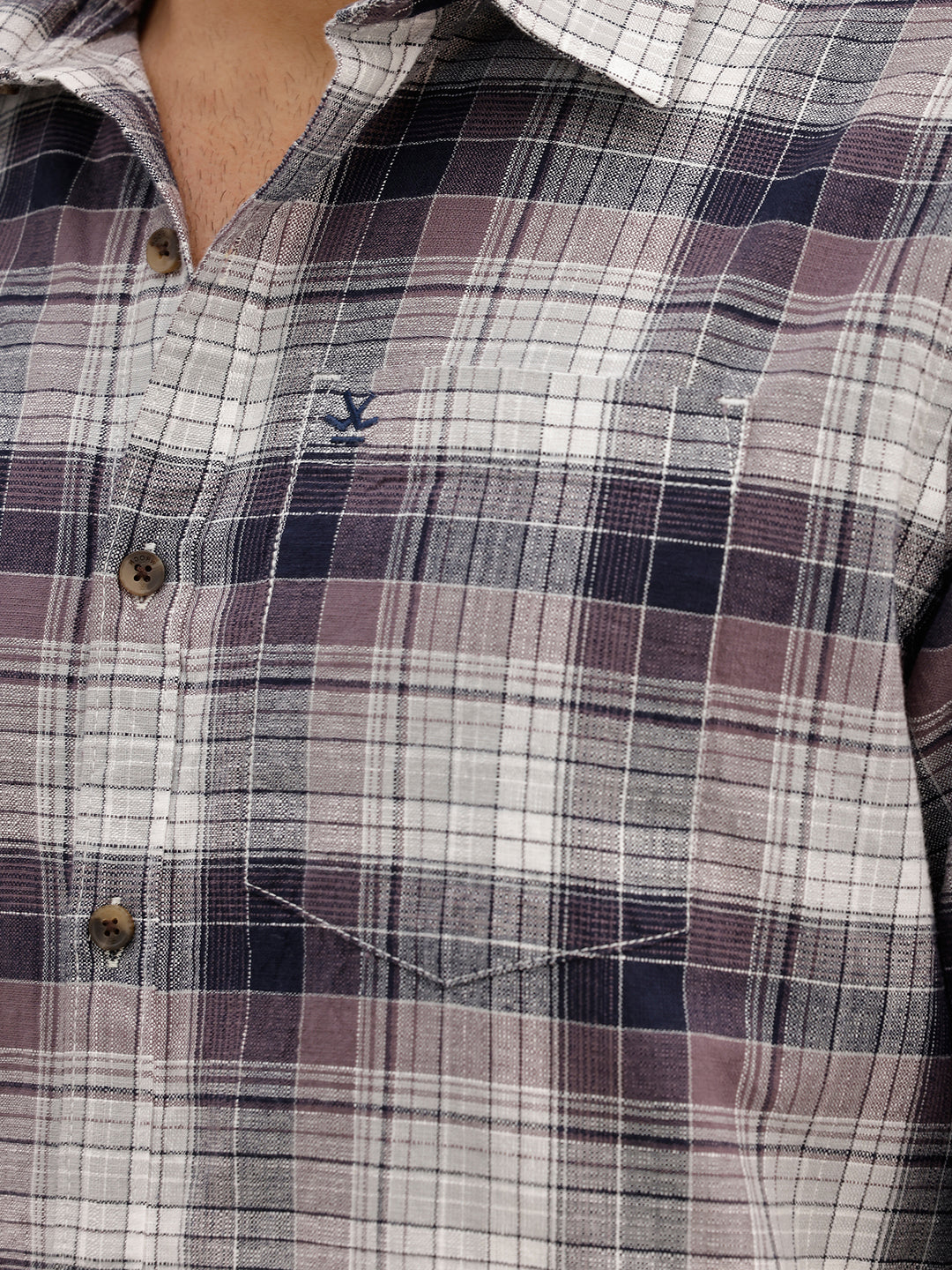 Slim Fit Checkered Full Sleeve Shirt | Blue