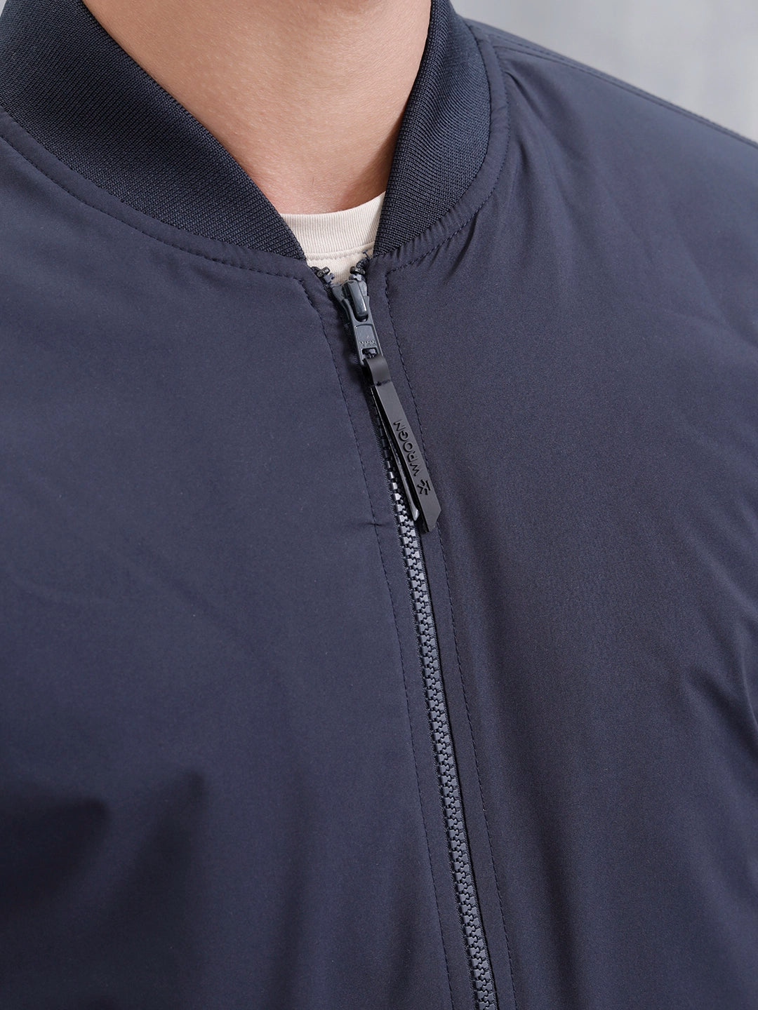 Men's Casual Solid Bomber Jacket  | Navy Blue