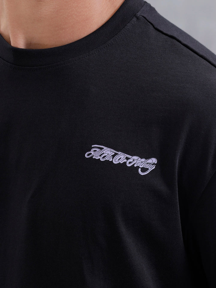 Casual Men Oversized Fit Tee With Graphic | Black