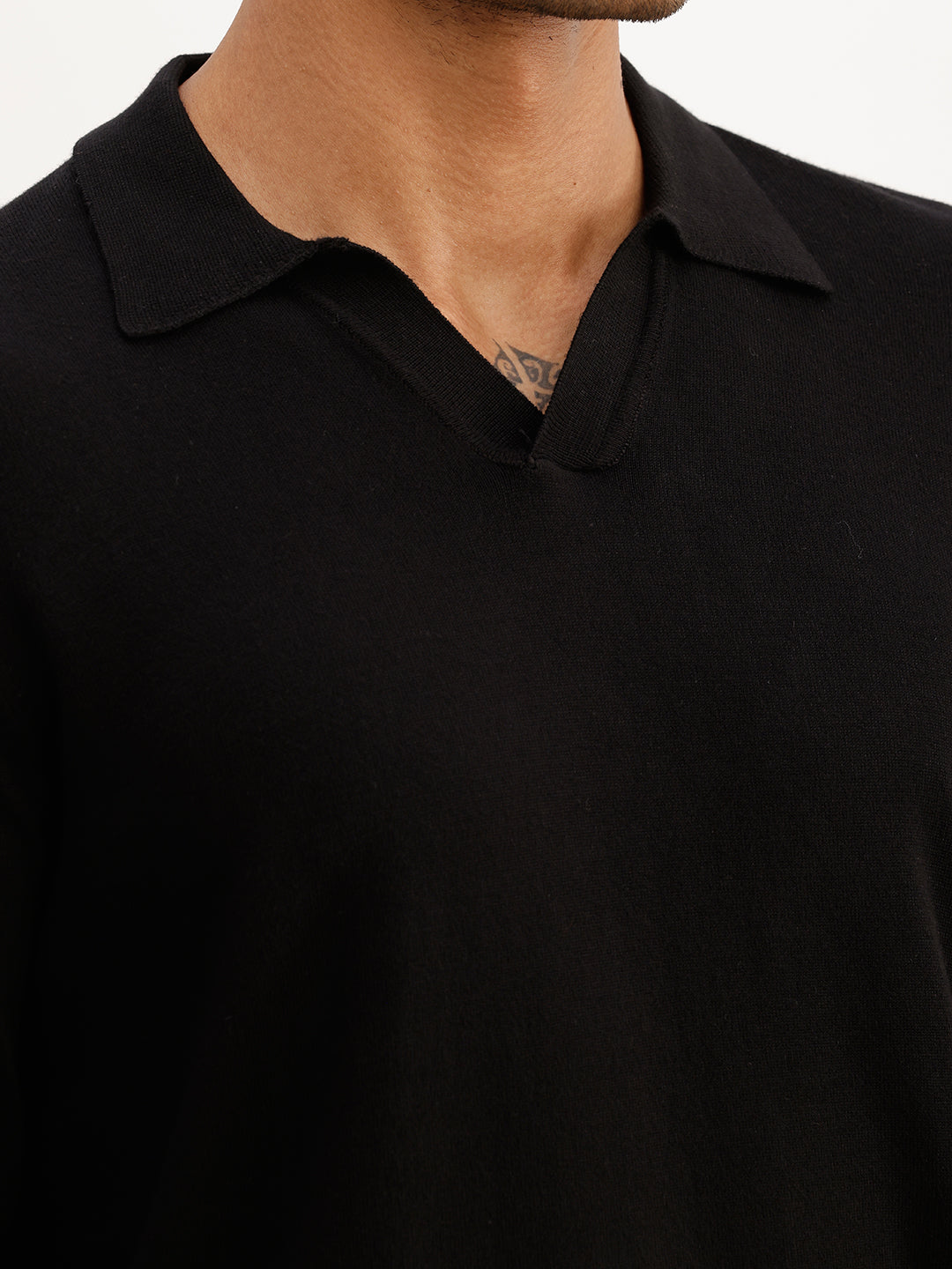 Solid Slim Fit Full Sleeve Polo T-Shirt | Black | WPT02FSSL1629S