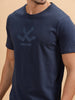 Tonal Logo Printed Slim Fit T-Shirt | Navy