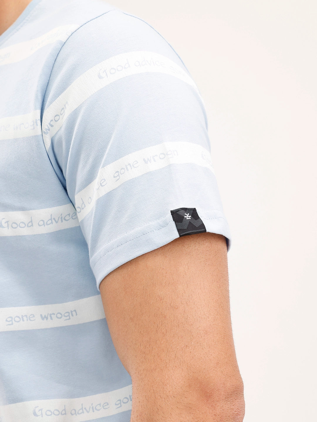 Slim Fit Striped Polo T-Shirt | Light Blue