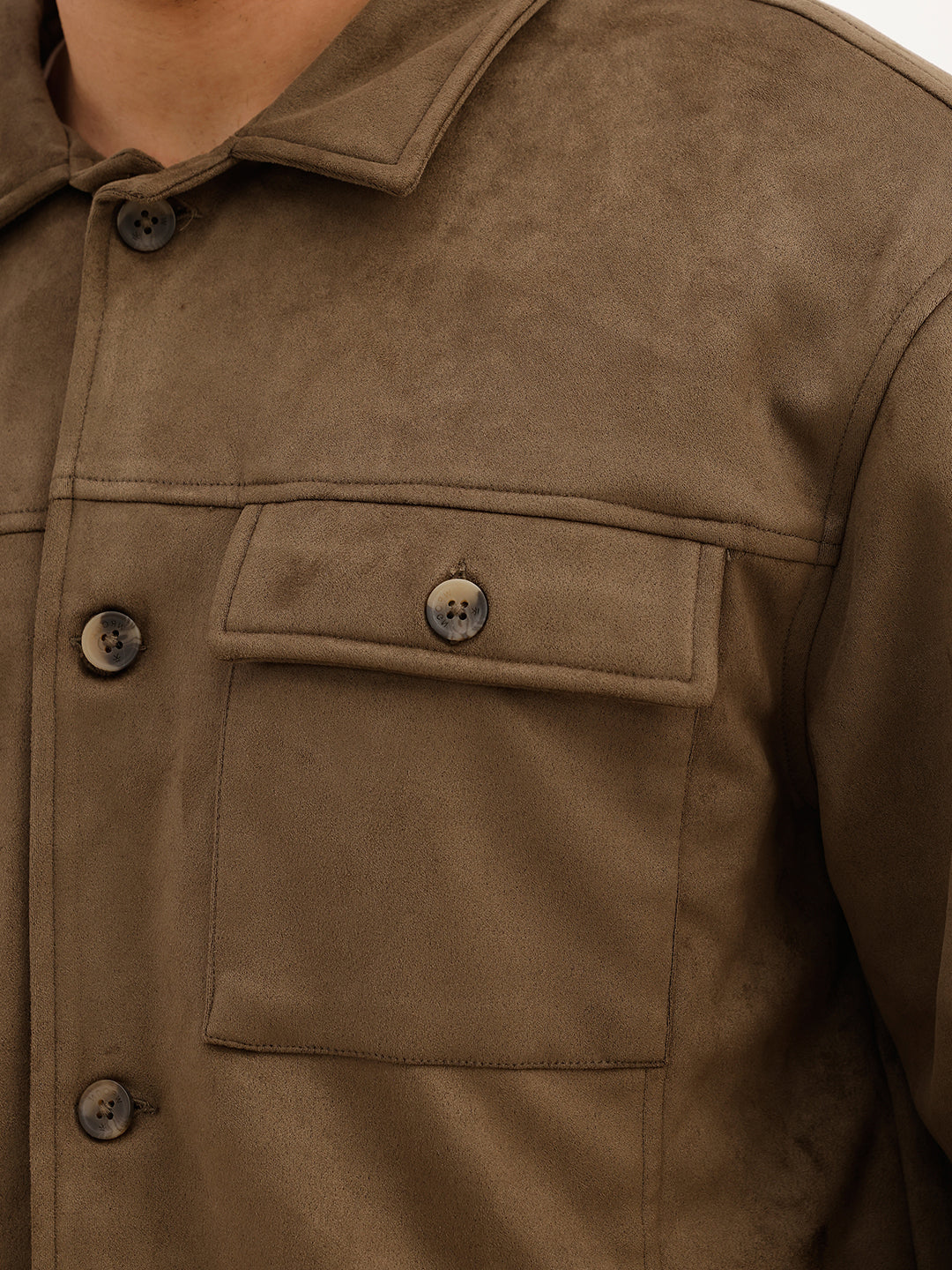 Solid Comfort Fit Double Pocket Jacket | Olive