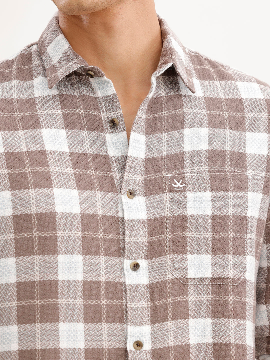 Slim Fit Textured Shirt  | Brown