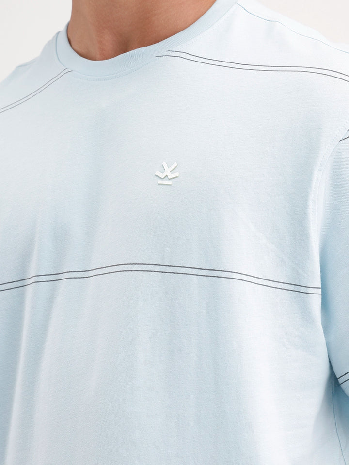 Oversized Stripes Printed T-Shirt | Light Blue