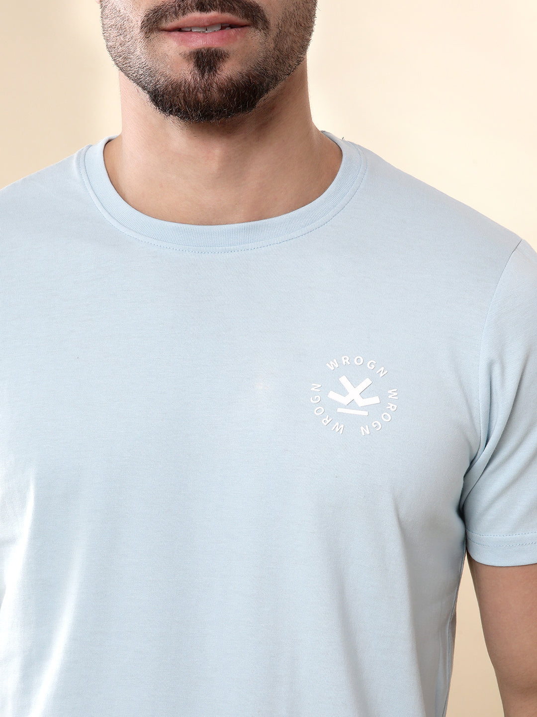 Light Blue Crew Neck Casual T-Shirt