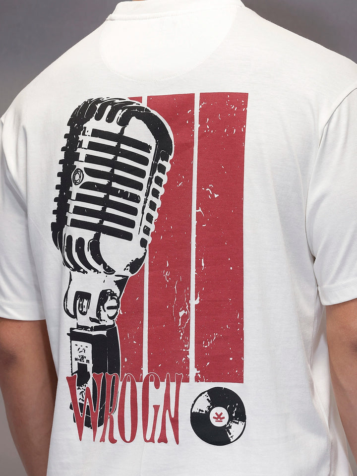 Casual Back Printed Oversized T-Shirt  | White