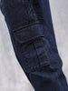 Washed Utility Cargo Jeans For Men | Dark Blue