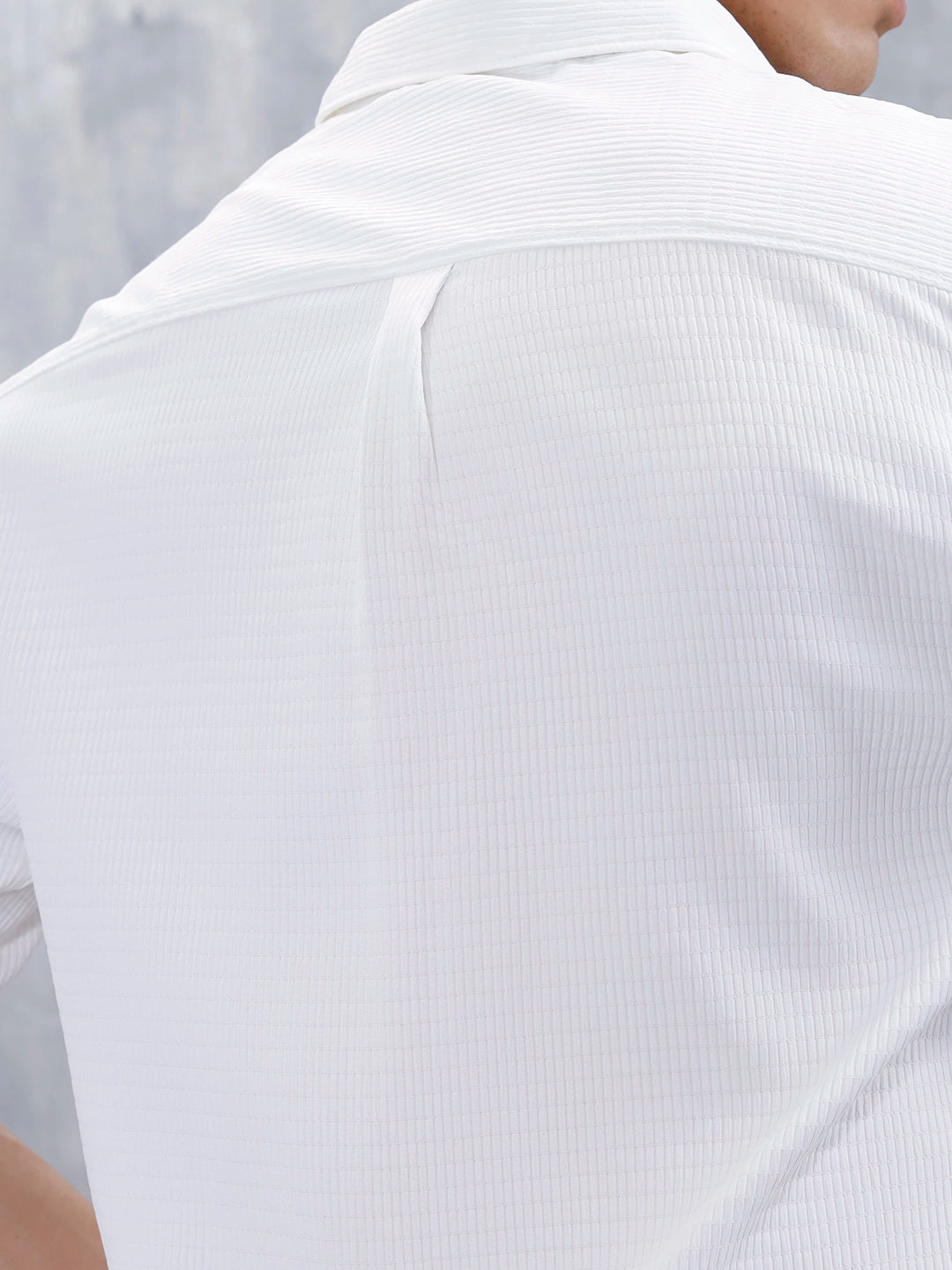 Wrogn Comfort Fit Self Textured Shirt | White