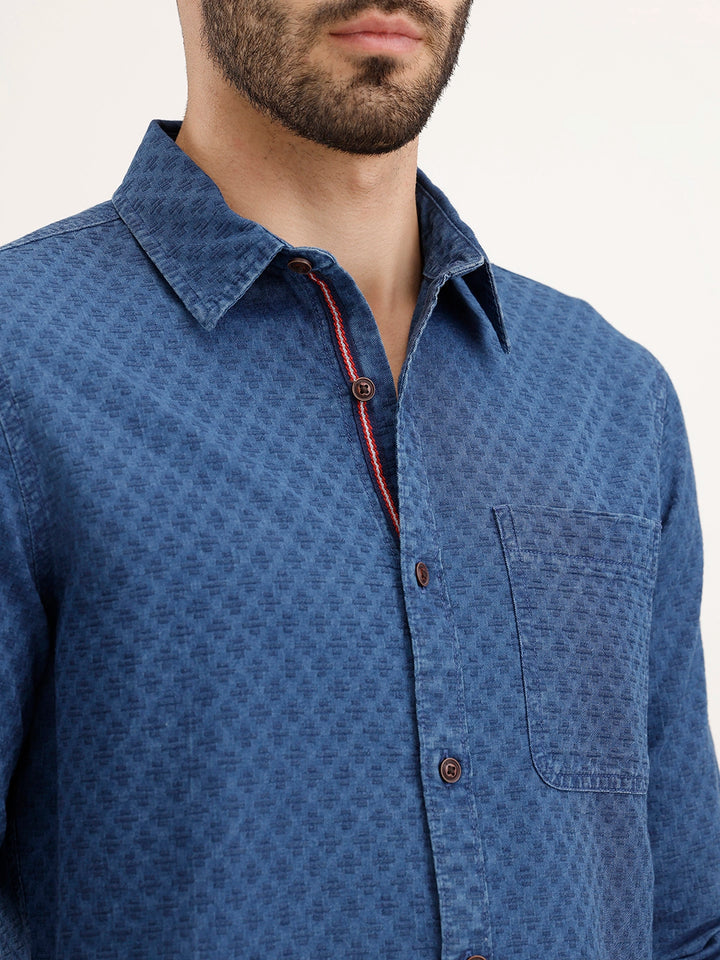 Slim Fit Textured Shirt |Blue