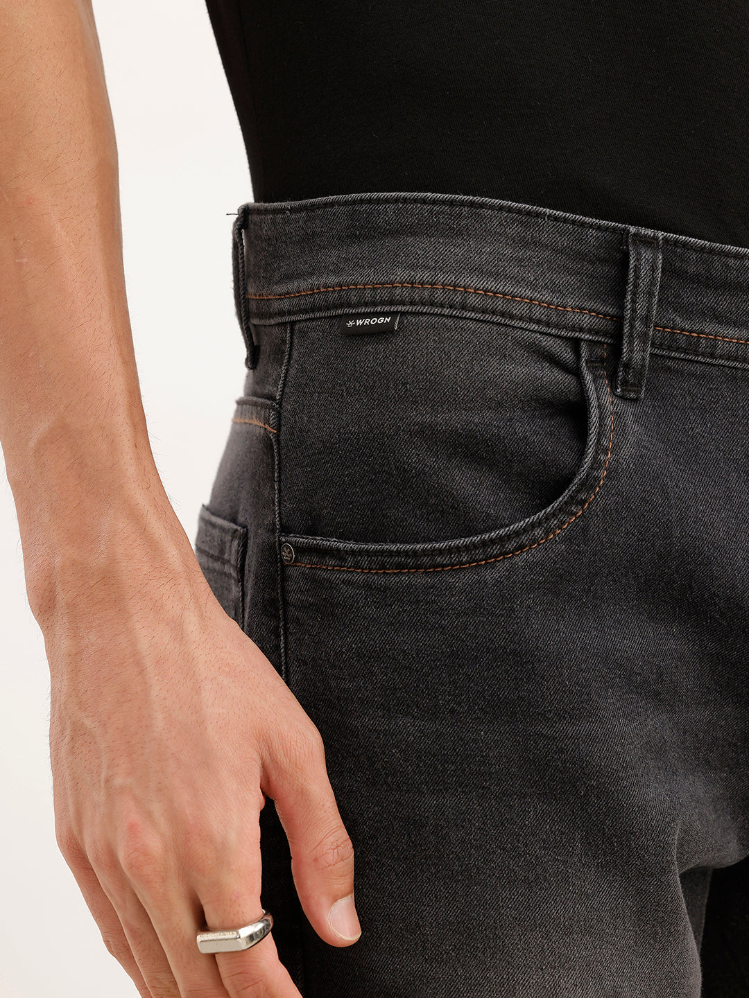 Faded Straight Fit Denim Jeans | Black