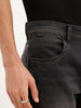Faded Straight Fit Denim Jeans | Black