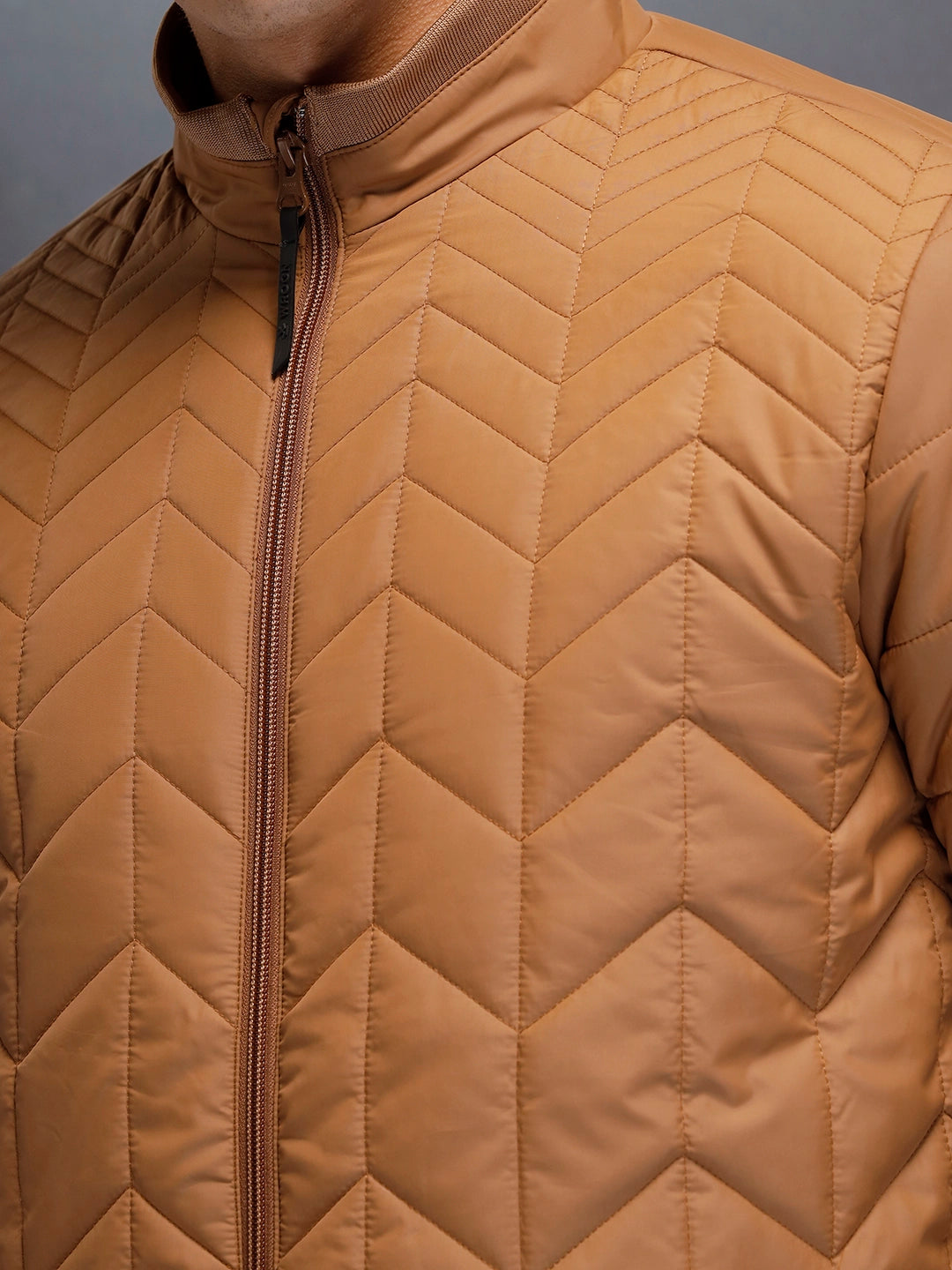 Men's Regular Fit Quilted puffer jacket  | Brown