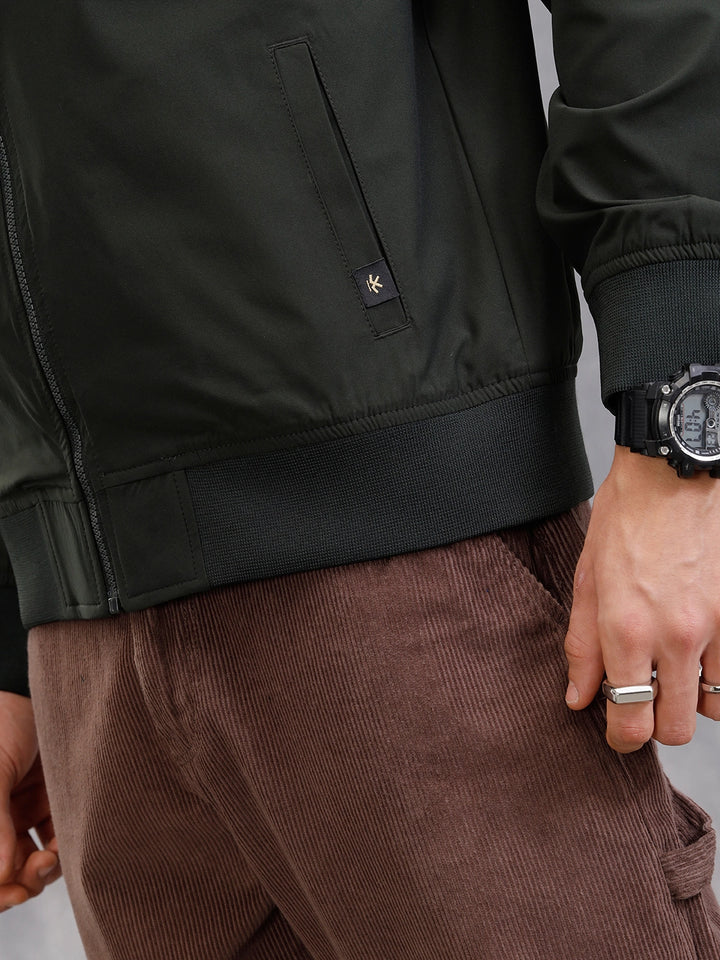 Solid Bomber Jacket | Dark Green