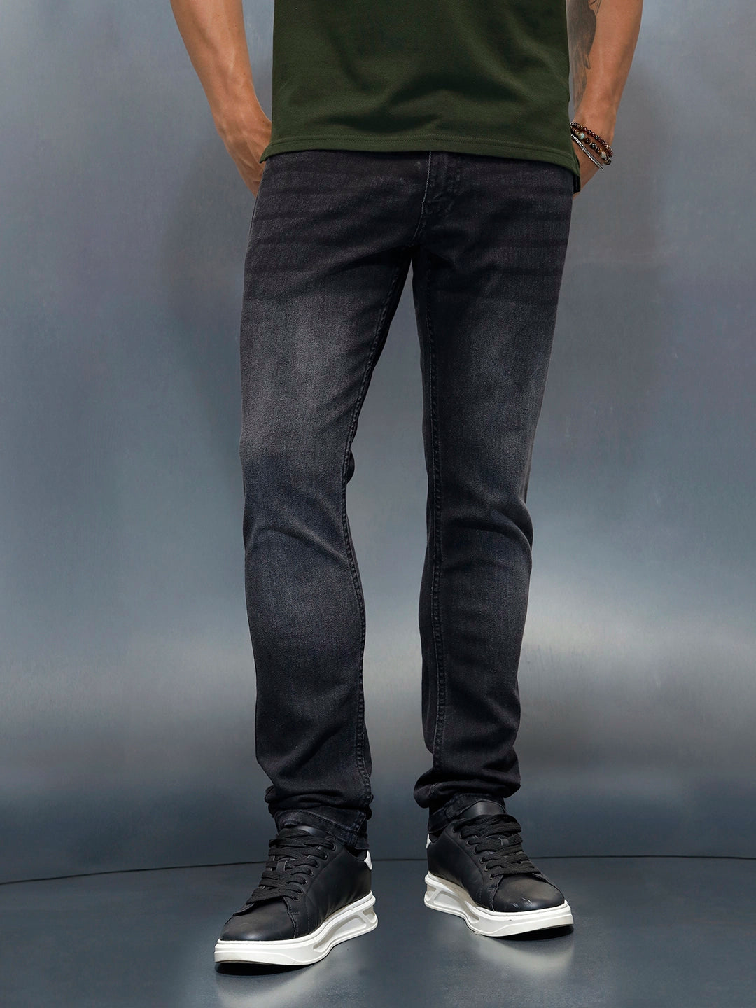 Men's Casual Slim Fit Jeans | Dark Grey