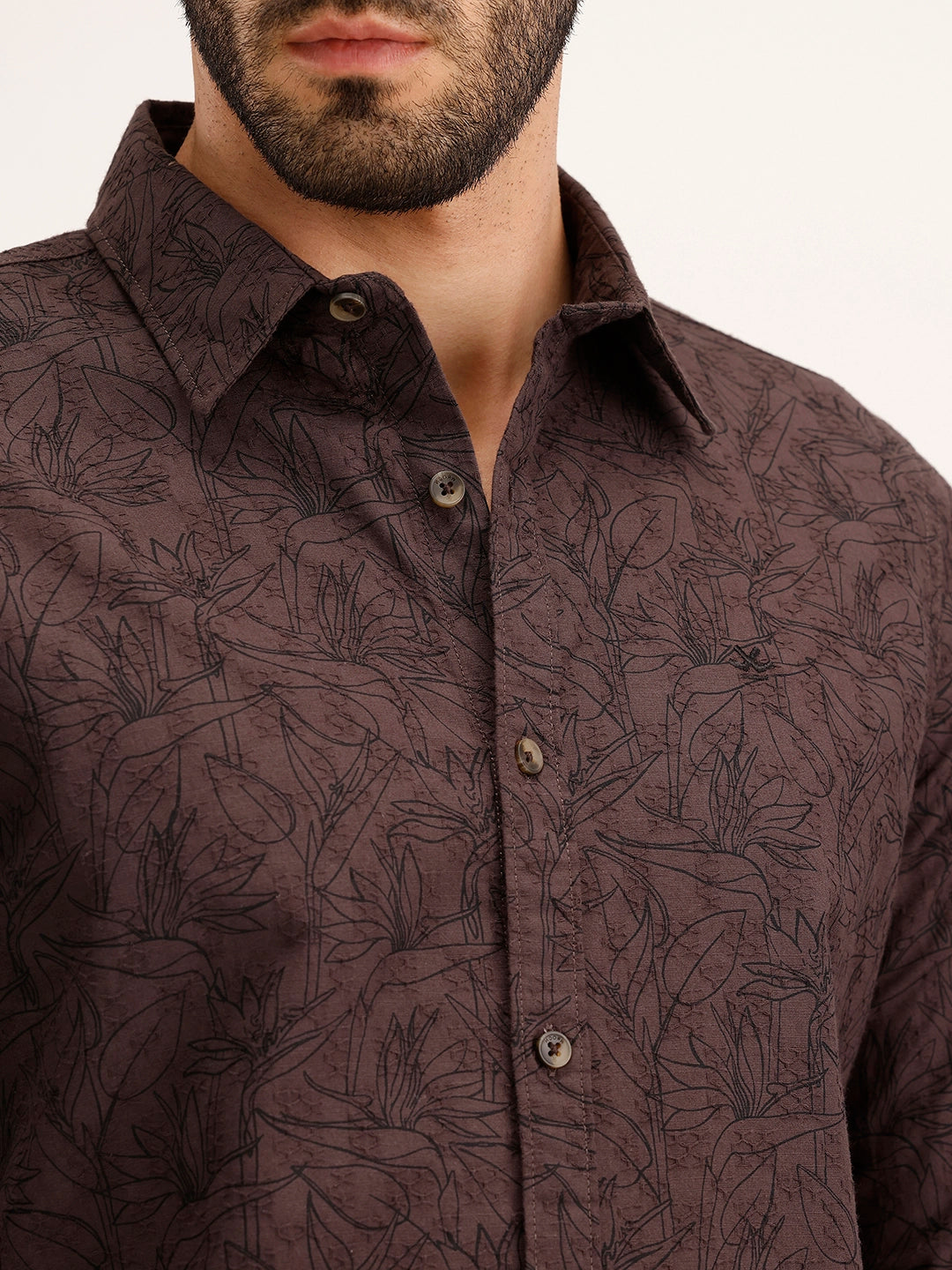 Textured Regular Fit Shirt | Brown