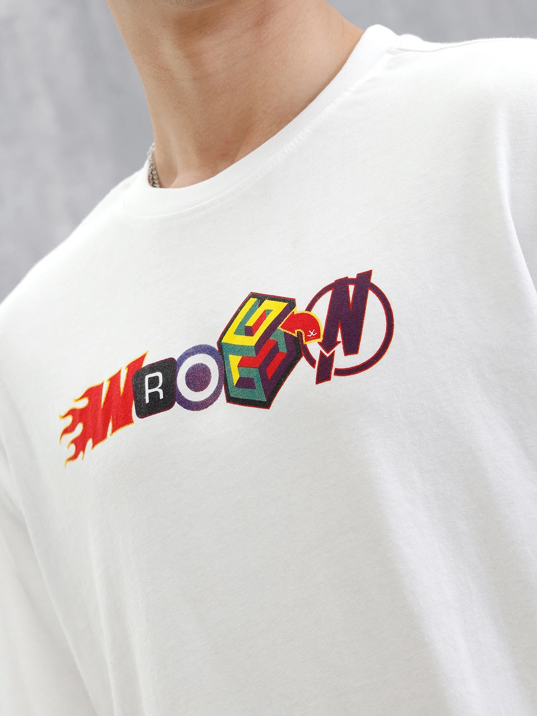 Placement Printed Oversized T-Shirt | White