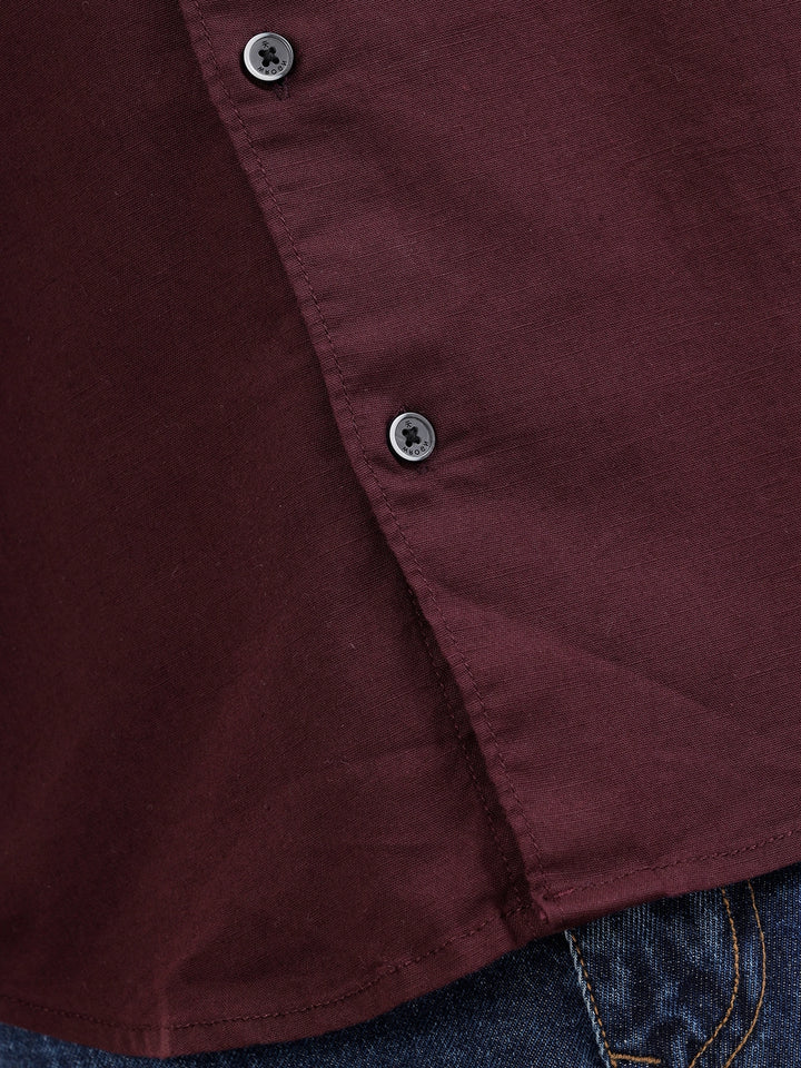 Solid 100%Cotton Regular Fit Shirt | Maroon