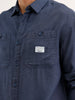 Oversized Solid Double Pocket Shirt | Blue